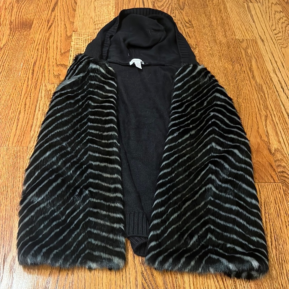 Ella Moss Girls Black Faux Fur Hooded Size 14